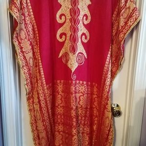 Red and gold oriental inspired dress.